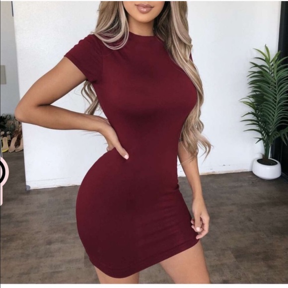 OOTD FASH Dresses & Skirts - Short sleeve burgundy dress from OOTD FASH